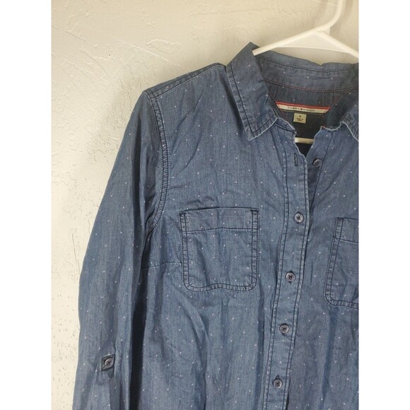 Tommy Hilfiger Denim 100% Cotton Blue Polka Dot Button Down Shirt Size Medium - Picture 2 of 9